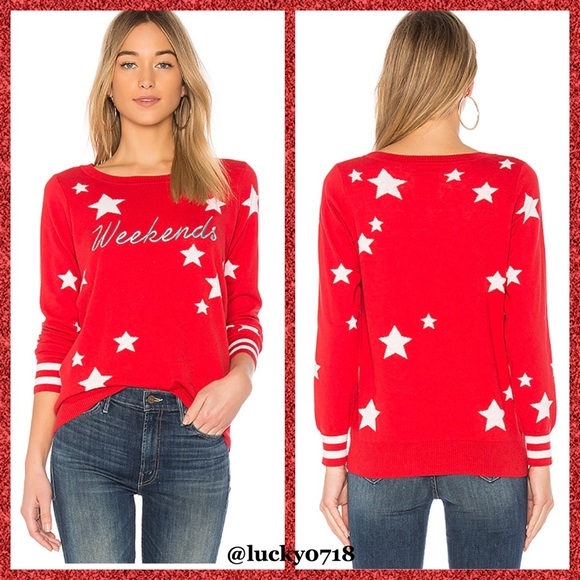 Chaser Sweaters - Chaser EUC Red & White Star Weekends Sweater Sz S